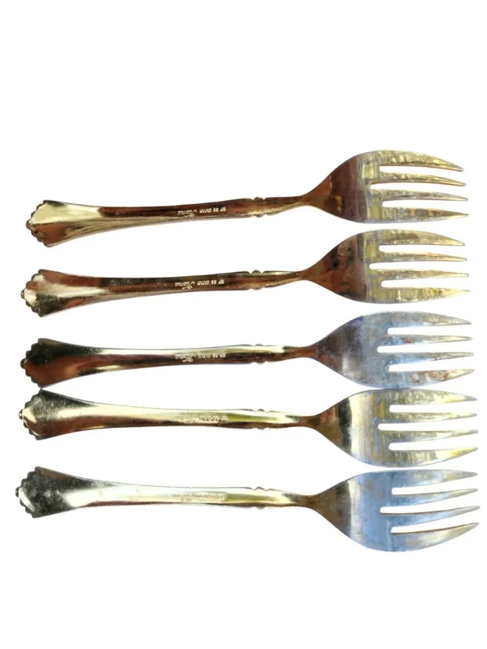 Vintage Kanu EP SS Japan Gold Flatware 22 Pc Lot Fan Pattern Jewelry Craft